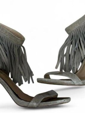 Steve Madden Gray Fringe Ankle-Strap Heels